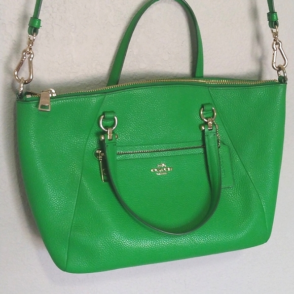 Coach Handbags - Coach Prairie Satchel - Kelly Green - Pebbled Leather Purse Crossbody - Gold